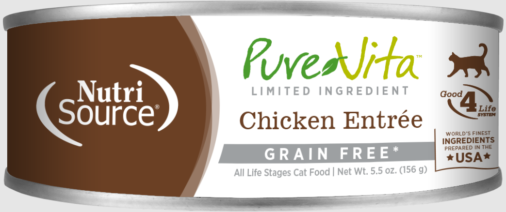 Nutrisource Pure Vita Chicken Entree Grain Free Food For Cats Can 5.5 Oz