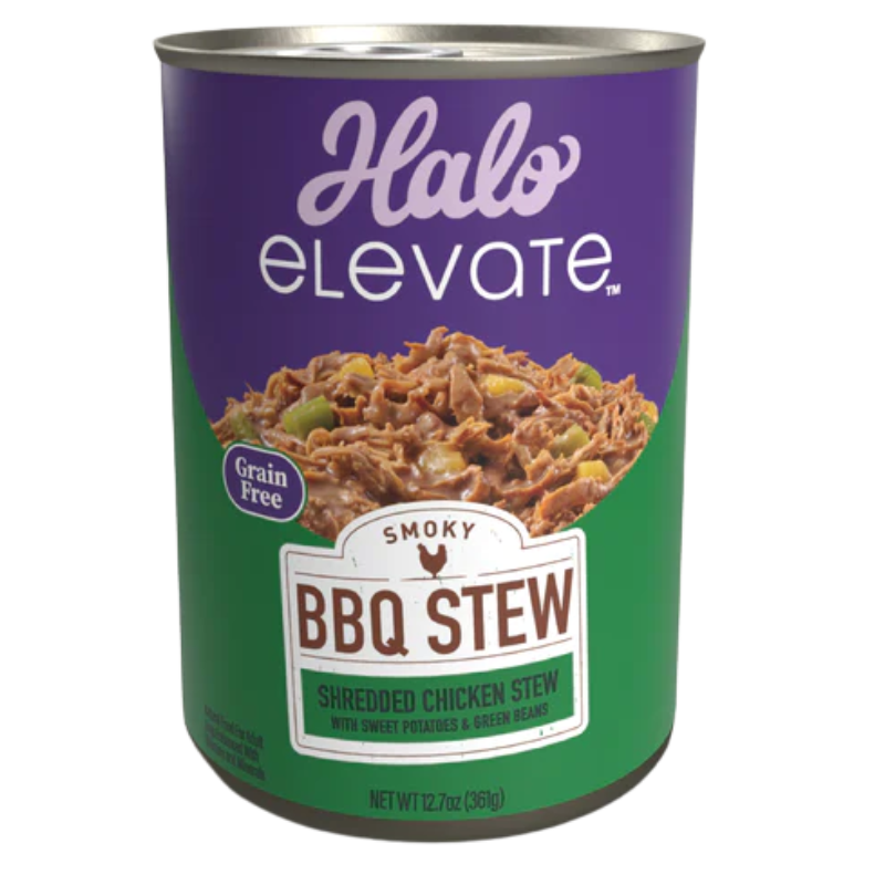 Halo® Lata Dog Smoky Bbq Stew Grain Free Shredded Chicken Stew W/ Sweet Potatoes & Green Beans 12.7 Oz