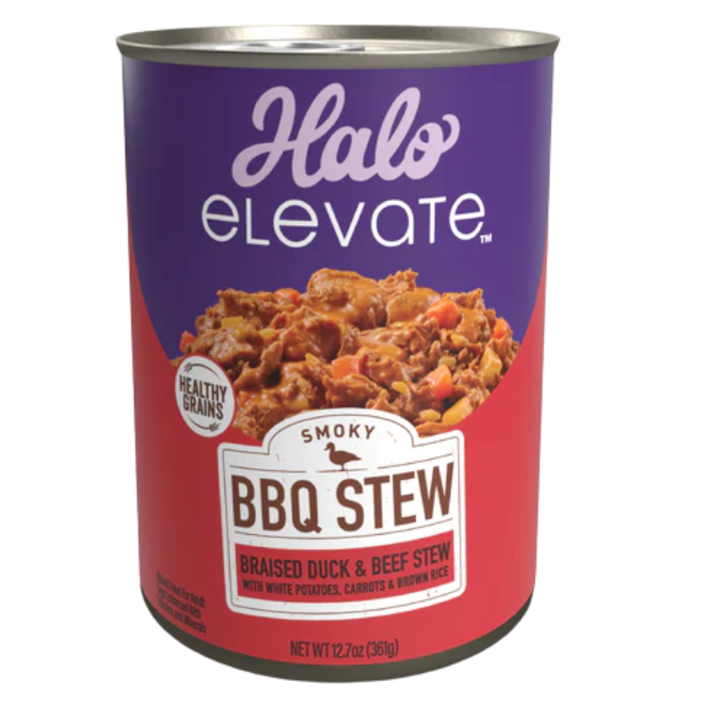 Halo® Lata Dog Smoky Bbq Stew Healthy Grains Braised Duck & Beef/ White Potatoes, Carrots & Brown Rice 12.7 Oz