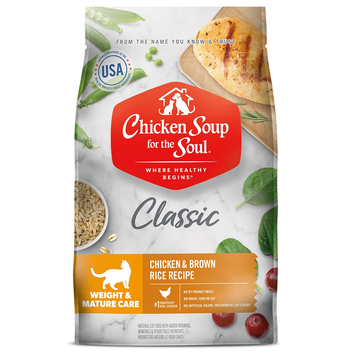 Chicken Soup For The Soul Classic Weight & Mature Care Cat - Chicken & Brown Rice Recipe Cat 6/4.5Lb 2.4Kg
