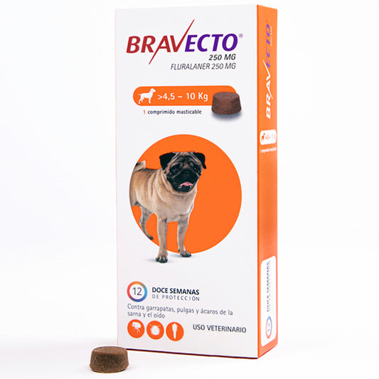 Pastilla antipulgas Bravecto de 4.5kg - 10kg para perro (por pastilla)