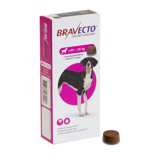 Pastilla antipulgas Bravecto de 40kg - 56kg para perro (por pastilla)