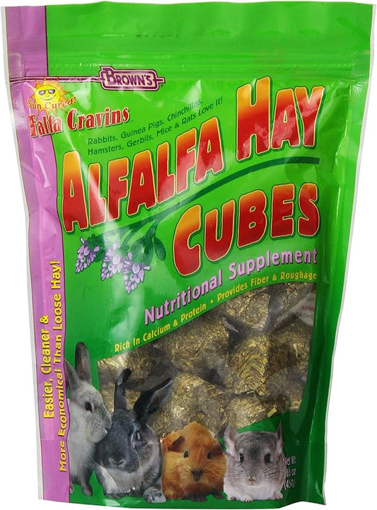 Browns Premios De Cubos De Alfalfa Para Roedores  16Oz/454G