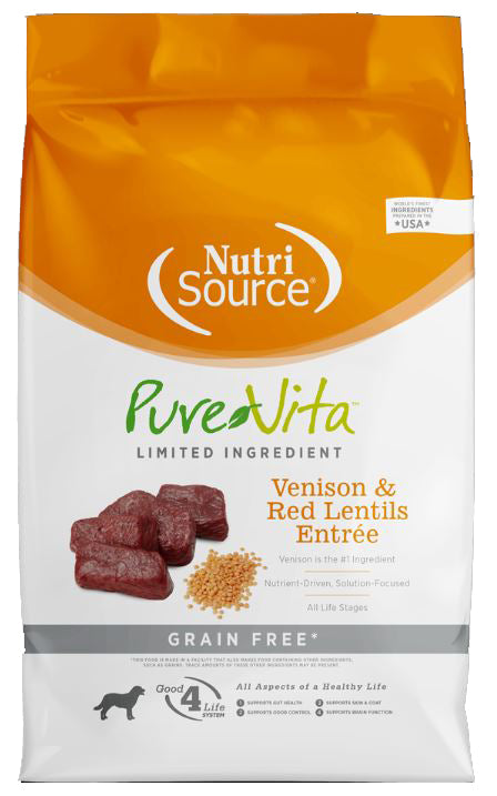 Nutrisource Pure Vita Venison & Red Lentils Entree Grain Free Dog Food 2.26 Kg