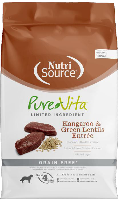 Nutrisource Pure Vita Kangaroo & Green Lentils Entree Grain Free Dog Food 2.26 Kg