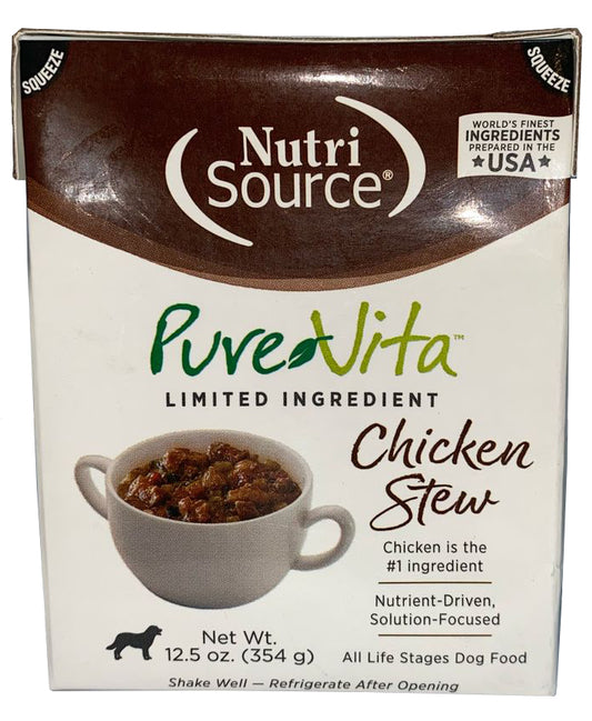 Nutrisource Pure Vita Chicken Stew Dog Food T-Pak 12.5Oz