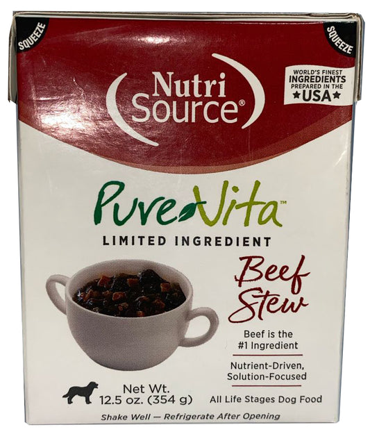Nutrisource Pure Vita Beef Stew Dog Food T-Pak 12.5Oz