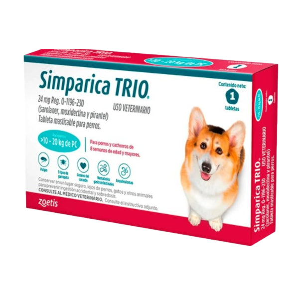 Simparica Trio 24 Mg (Azul 10-20 Kg)
