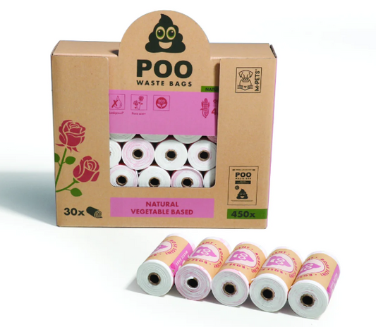 M-PETS POO DOG WASTE BAGS SET (POR CAJA COMPLETA) -  ROSE SCENTED