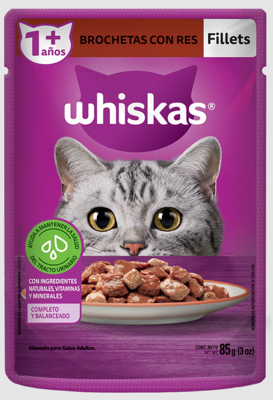Pouch Whiskas Brochetas Res 85G