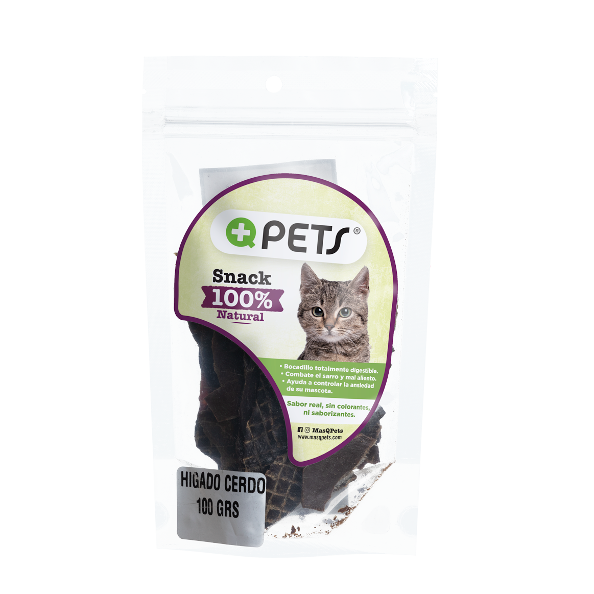 Masqpets Snack De Higado De Cerdo Para Gato 100G