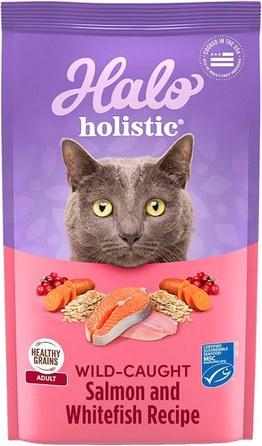 Halo® Holistic Adult Cat Healthy Grains Wild-Caught Salmon & Whitefish 1.3 Kg