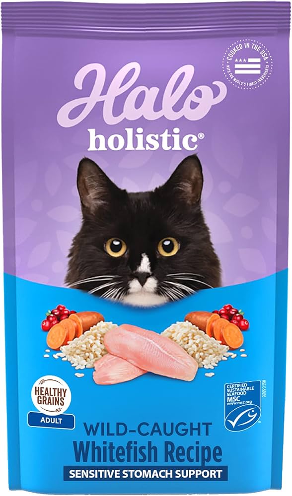 Halo® Holistic Adult Cat Healthy Grains Wild-Caught Whitefish (Sensitive Stomach) 1.3 Kg