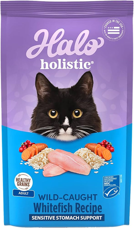 Halo® Holistic Adult Cat Healthy Grains Wild-Caught Whitefish (Sensitive Stomach) 1.3 Kg