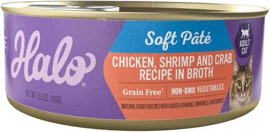 Halo® Lata Adult Cat - Grain Free Chicken Shrimp & Crab Stew 5.5 Oz