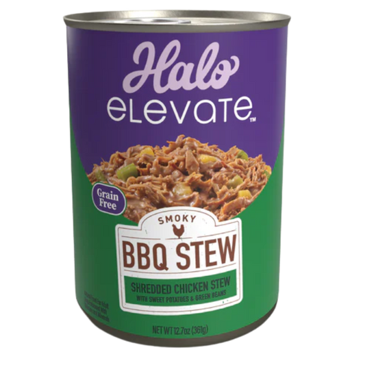 Halo® Lata Dog Smoky Bbq Stew Grain Free Shredded Chicken Stew W/ Sweet Potatoes & Green Beans 12.7 Oz