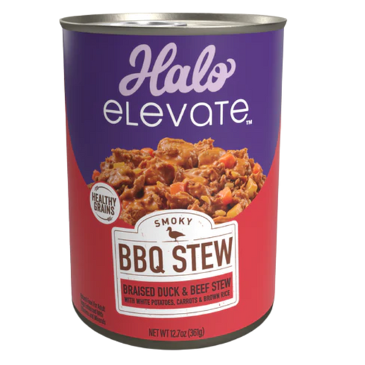 Halo® Lata Dog Smoky Bbq Stew Healthy Grains Braised Duck & Beef/ White Potatoes, Carrots & Brown Rice 12.7 Oz