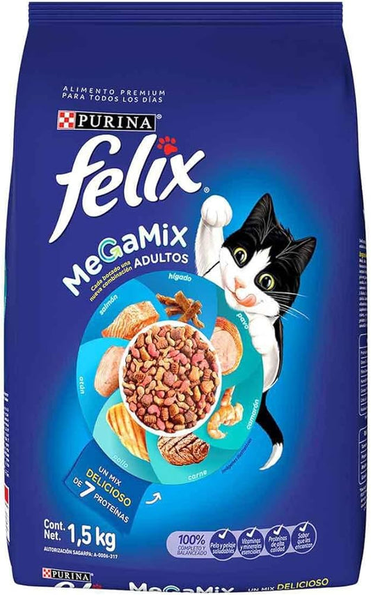Felix Alimento Seco Gato Adulto Megamix 1.5 Kg