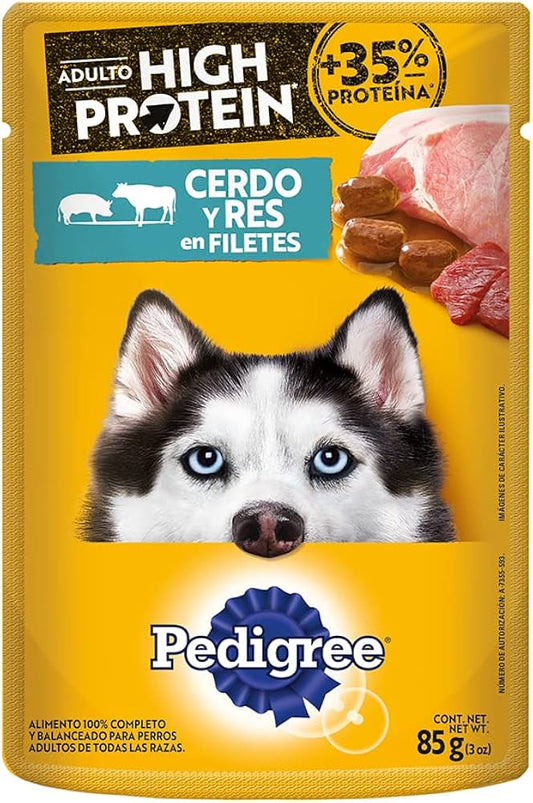 Pedigree High Protein Pouch Cerdo Y Carne 85Gr