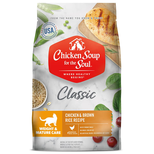 Chicken Soup For The Soul Classic Weight & Mature Care Cat- Chicken & Brown Rice Recipe Cat 13.5Lb 6.12Kg