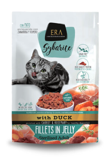 Era Sybarite Sterilized Adult -  Fillets In Jelly With Duck Enriched With Carrot And Rosemary 85G New