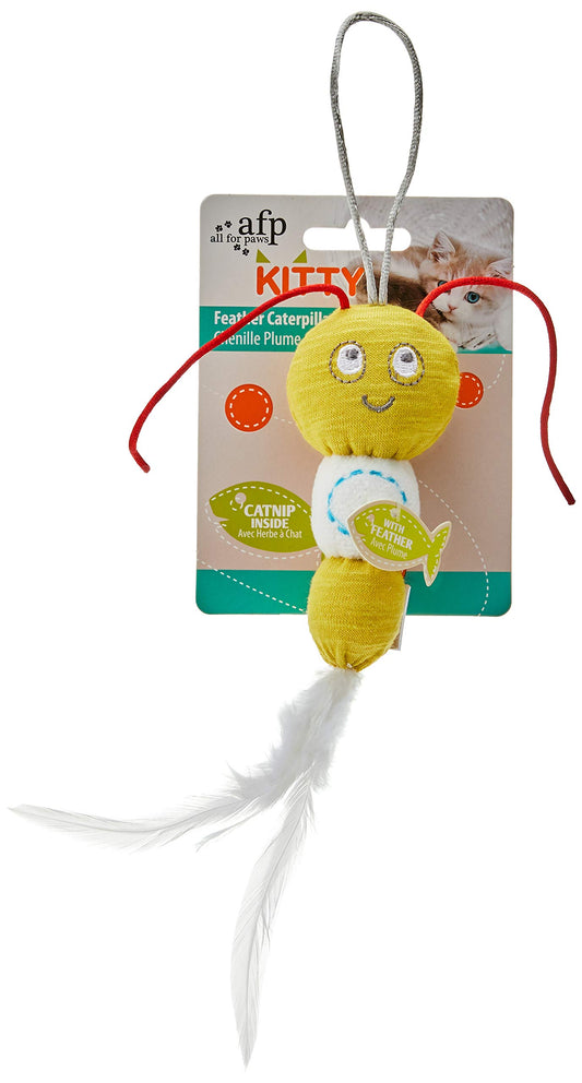 All For Paws Kitty-Feather Caterpillar - Yellow