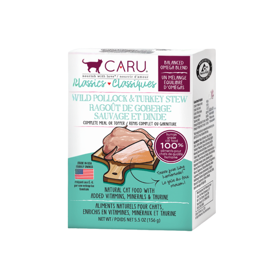 Caru Estofado Gato Clasico Abadejo Y Pavo 156 Grs