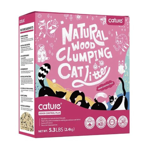Cature Wood Clumping Cat Litter-Odor Controlplus 5.3 Lbs / 2.4 Kg 100% Natural Wood+Activited Carbon+Plant Fiber