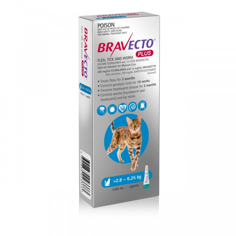 Msd Bravecto Plus Cat 250Mg (2.8-6.25Kg)*